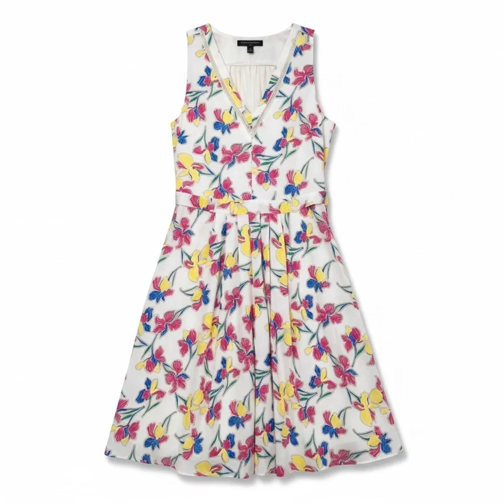 banana republic floral fit and flare dress NWOT Banana Republic Pink Floral Print Asymmetrical Fit Flare Dress Petite 4